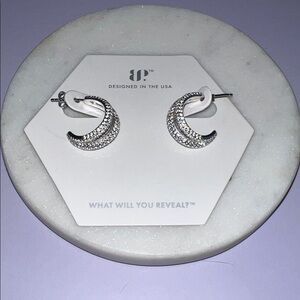 Bomb Party Rare Unicorn Dazzling Silver Crescent Earrings